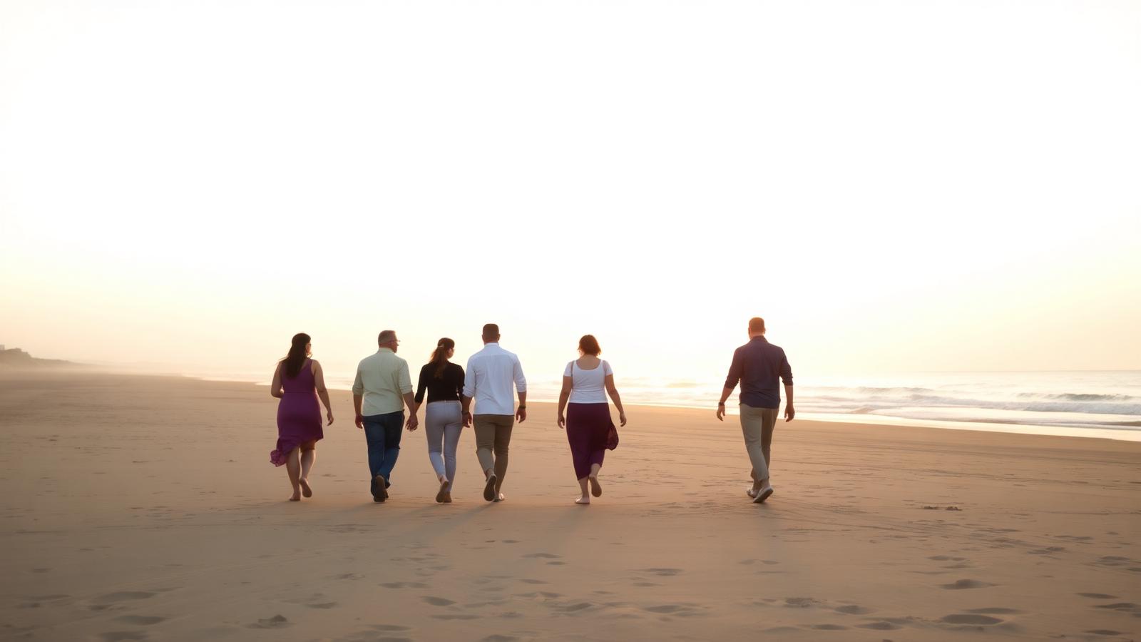 Groep samen op het strand